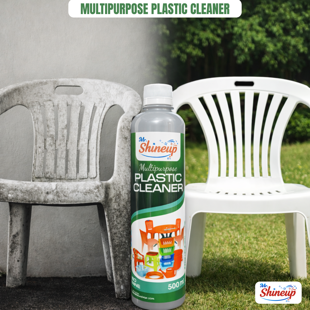 Mr. Shineup Multipurpose Plastic Cleaner 500ml – Plastic Chair, Table, Bucket, Rack & Almari Cleaner, Remove Black & Red Stains