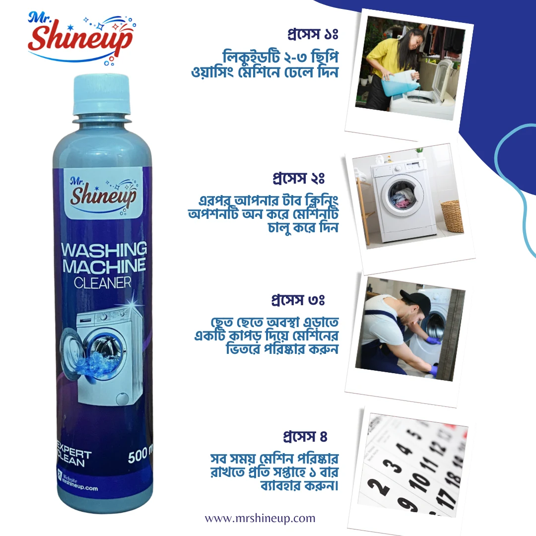 Mr Shineup Washing Machine Cleaner 500ml – Deep Cleaning Liquid for Top & Front Loading Washers